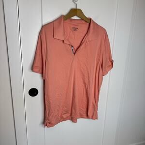 Untuckit Coral Pink Pima Cotton Stretch Polo Golf Shirt Size XL
